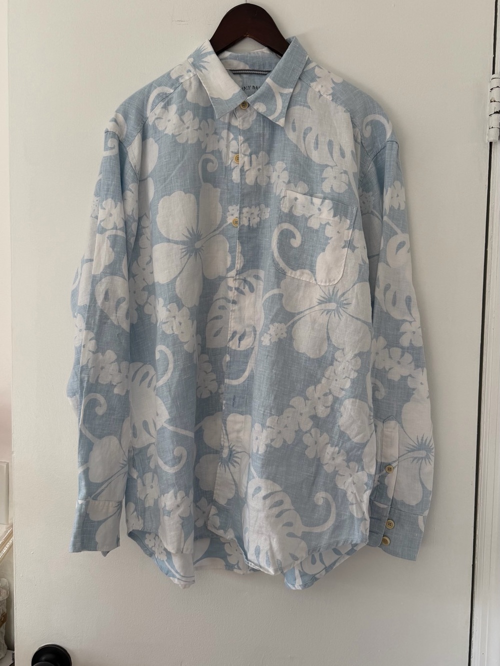 Tommy Bahama Light Blue and White Floral Button-Down Shirt